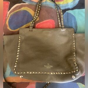 Valentino Green Rockstud Tote